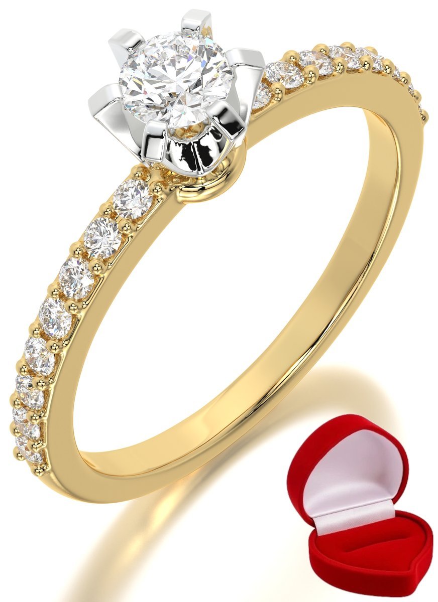 ZŁOTY PIERŚCIONEK ZARĘCZYNOWY 585 14k DIAMENT BRYLANT 0,24 ct R7