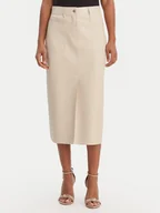 Spódnice - Morgan Spódnica z imitacji skóry 261-JILFIT Beżowy Slim Fit - miniaturka - grafika 1