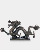 Figurki dekoracyjne - Chiński Smok Średni Rzeźba z Brązu - miniaturka - grafika 1