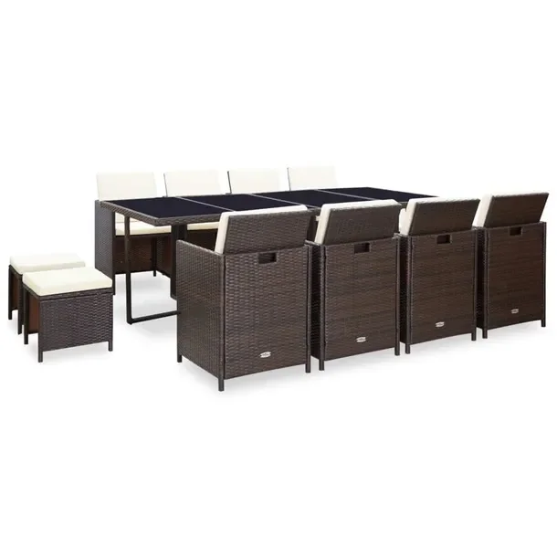 Zestaw Mebli Rattanowych: Stół 225x109x74, Krzesła 52x56x85, Stołki 41x