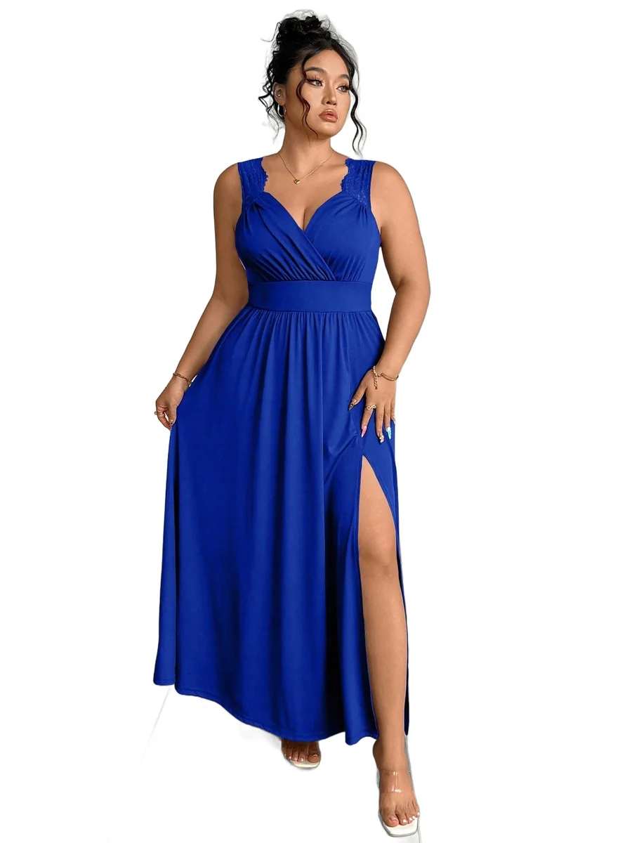 SHEIN SUKIENKA PLUS SIZE ROZKLOSZOWANA Z KORONKĄ NA RAMIONACH 46 11MA