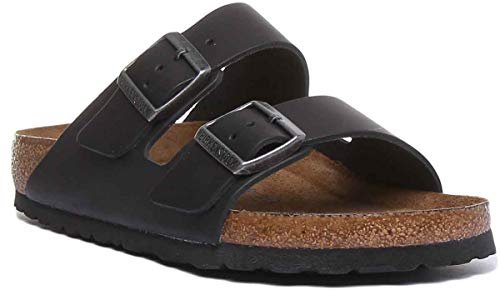 Birkenstock Sandały męskie Arizona SFB Cuir Gras Noir, Czarny, 2 UK