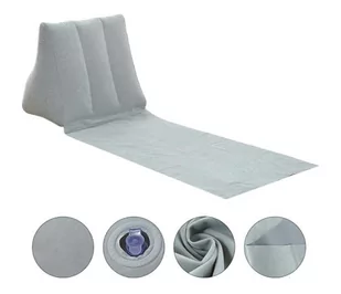 MATA PLAŻOWA z Poduszką Wodoodporna PCV 138x48x48cm szara  AG366C - Koce piknikowe - miniaturka - grafika 1