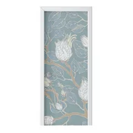Naklejki na ścianę - Naklejka na drzwi HOMEPRINT Kwiaty na szarym tle 85x205 cm - miniaturka - grafika 1
