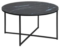 Ławy i stoliki kawowe - Stolik szklany metalowy MARMUR GLAMOUR 80cm czarny - miniaturka - grafika 1
