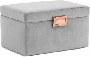Eleganckie Pudełko na Biżuterię Szkatułka Aksamitna Szara Przegrody - Pudełka i szkatułki - miniaturka - grafika 1