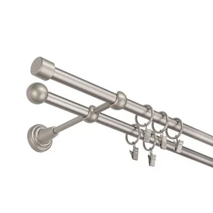 Karnisz podwójny 16 mm srebro mat II 160 cm żabka picasso - Karnisze - miniaturka - grafika 1