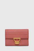 Portfele - Coccinelle portfel skórzany damski kolor różowy - miniaturka - grafika 1