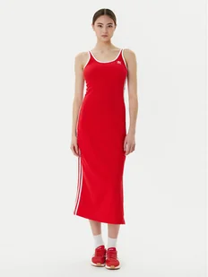 adidas Sukienka codzienna adicolor 3-Stripes JD4620 Czerwony Slim Fit - Sukienki - miniaturka - grafika 1