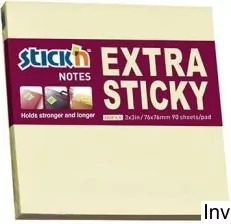 Stick`n Notes samoprzylepny EXTRA STICKY 76x76 żółty pastel 90k STICK`N 21660 - Notesy i bloczki - miniaturka - grafika 1