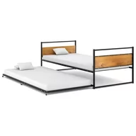 Łóżka - vidaXL Wysuwana rama łóżka, czarna, metalowa, 90x200 cm - miniaturka - grafika 1