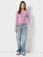 Bluzki damskie - Noisy May Bluzka Freya 27028880 Różowy Slim Fit - miniaturka - grafika 1