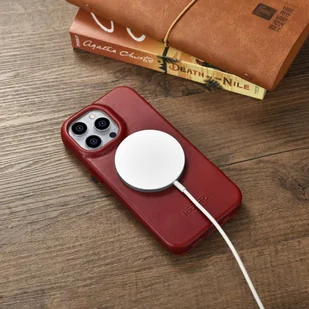 iCarer CE Oil Wax Premium Leather Folio Case skórzane etui iPhone 14 Pro z klapką magnetyczne MagSafe czerwony (AKI14220706-RD) - Etui i futerały do telefonów - miniaturka - grafika 22