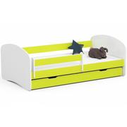 Łóżka dla dzieci i młodzieży - Łóżko dziecięce 180x90 SMILE z materacem i szufladą limonkowe - miniaturka - grafika 1