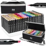 Przybory szkolne - MARKERY ALKOHOLOWE DWUSTRONNE 262 SZT FLAMASTRY MAZAKI PISAKI ZESTAW +TORBA - miniaturka - grafika 1