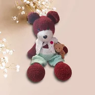 Maskotki i pluszaki - Szydełkowy, brązowy miś Daruś 50 cm - miniaturka - grafika 1