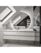 Lustra - Okrągłe lustro na poddasze ścięte boki z podświetleniem - OLGA LED, Dostępne wymiary: Średnica 140cm - miniaturka - grafika 1