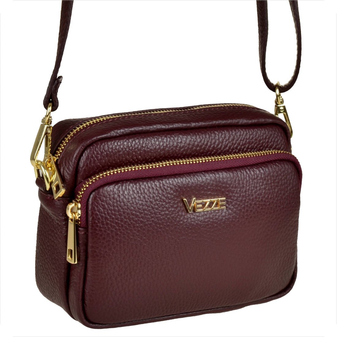 VEZZE mała skórzana listonoszka bordowa