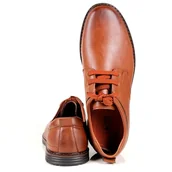 Półbuty męskie - Męskie Półbuty Sznurowane News 5614 Brązowe - miniaturka - grafika 1