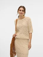 Swetry damskie - Vero Moda Sweter w kolorze beżowym - miniaturka - grafika 1