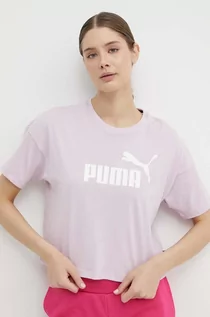 Koszulki sportowe damskie - Puma t-shirt damski kolor fioletowy - grafika 1