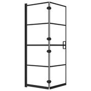 Ścianki i drzwi prysznicowe - vidaXL Składana kabina prysznicowa, ESG, 100x140 cm, czarna - miniaturka - grafika 1