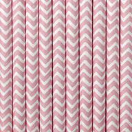 Słomki do napojów - PartyDeco Słomki papierowe chevron, różowe jasne, 19,5 cm, 10 szt SPP3-081J - miniaturka - grafika 1