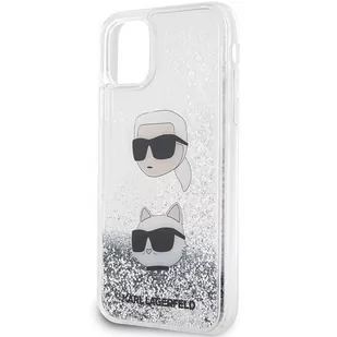 Karl Lagerfeld KLHCN61LDHKCNS iPhone 11 / Xr 6.1" srebrny/silver hardcase Liquid Glitter Karl & Choupette Heads - Etui i futerały do telefonów - miniaturka - grafika 3