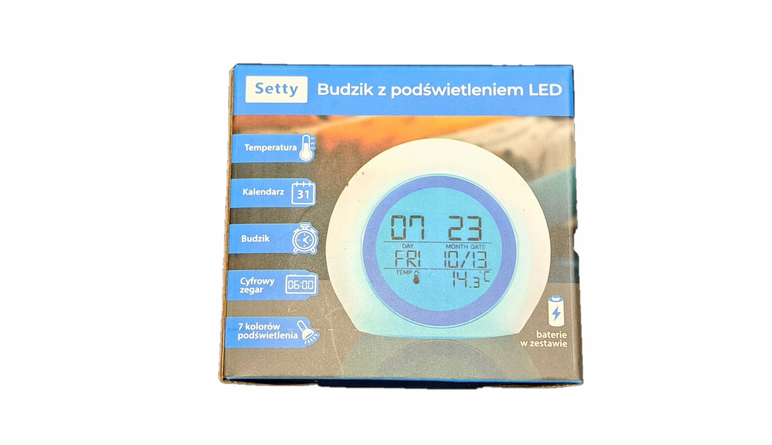 Setty budzik z podświetleniem LED niebieski JZ-212
