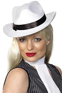 Smiffys Smiffys Gangster czapka z paskiem - biała 25981 - Czapki damskie - miniaturka - grafika 1