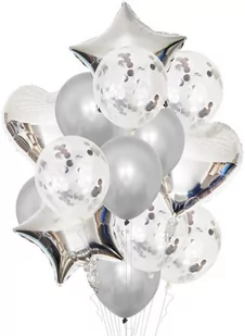 Balony Zestaw 14Szt Urodziny Gwiazda Serce Srebrne - Balony i akcesoria Balony Zestaw 14Szt Urodziny Gwiazda Serce Srebrne - Balony i akcesoria - miniaturka - grafika 1