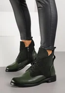 Botki damskie - Zielone Botki Potocki Typu Trzewiki z Geometrycznym Motywem Zerfa - miniaturka - grafika 1