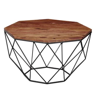 WOHNLING Stolik kawowy sheesham lite drewno / metal 66 x 40 x 66 cm, stolik do salonu lity brąz, stolik rozkładany nowoczesny drewniany stolik, stolik do salonu industrialny - Ławy i stoliki kawowe - miniaturka - grafika 1