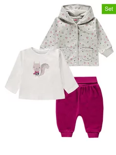 Kaftaniki dla niemowląt - Kanz 3-częściowy zestaw w kolorze biało-różowo-szarym - grafika 1