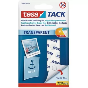 Płatki samoprzylepne bezbarwne TESA TACK 72szt 59408-00000-00 - Kleje biurowe - miniaturka - grafika 1