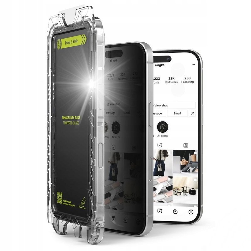 SZKŁO PRYWATYZUJĄCE DO ETUI NA IPHONE 16 / 15, RINGKE 2-PACK, HARTOWANE 9H