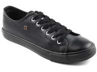 Trampki męskie - Trampki męskie ze skóry ekologicznej - Big Star V174345, czarne - miniaturka - grafika 1