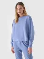 Bluzy sportowe damskie - Damska bluza dresowa nierozpinana bez kaptura 4F 4FWAW24TSWSF1305 - niebieska - miniaturka - grafika 1