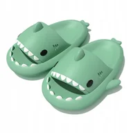 Skarpetki dla dzieci - GRUBE KLAPKI NA BASEN REKINY ANTYPOŚLIZGOWE KAPCIE SHARK ZIELONE 40-41 - miniaturka - grafika 1