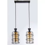 Lampy sufitowe - VEN Wisząca LAMPA loftowa VEN W-5007/2 BK industrialna OPRAWA metalowa ZWIS druciany czarny miodowy - miniaturka - grafika 1