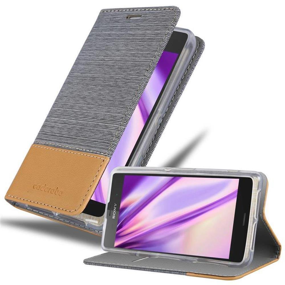 Cadorabo Etui do Sony Xperia Z2 COMPACT w kolorze LIGHT GREY BROWN Etui na telefon komórkowy z magnetycznym zamknięciem, funkcją podstawki i miejscem na kartę Etui Etui ochronne Etui z klapką w stylu książki