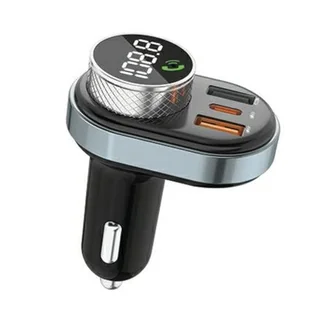 AWEI zestaw głośnomówiący C-843 z transmiterem FM, Bluetooth 5.0, MP3, 1xUSB+1xUSB-C czarny/black - Ładowarki do telefonów - miniaturka - grafika 1