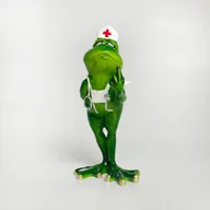 Figurki dekoracyjne - Figurka Porcelanowa Żaba Zielona Pielęgniarka Gruba - miniaturka - grafika 1