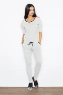 Kombinezony - Wygodny KOMBINEZON z wycięciami NA RAMIONACH szary L - miniaturka - grafika 1