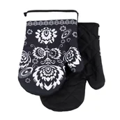 Fartuchy i rękawice kuchenne - Rękawice Kuchenne z Magnesem Wzór Łowicki Czarny Folk II K2267D - miniaturka - grafika 1