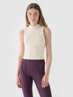 Koszulki sportowe damskie - Damski top slim basic 4F 4FRAW24TSLEF182 - biały - miniaturka - grafika 1