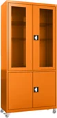 Meble i wyposażenie gabinetów medycznych - MDW/2k.2011 mobilna szafa lekarska 2-skrzydłowa 2-komorowa pomarańczowa na kołach - miniaturka - grafika 1