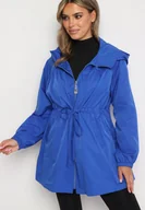 Kurtki damskie - Niebieska Kurtka Parka Ściągana w Pasie Troczkami Nevishia - miniaturka - grafika 1