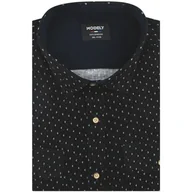 Koszule męskie - Duża Koszula Męska Sztruksowa Codzienna Casual czarna we wzory z długim rękawem w kroju REGULAR Modely H988 - miniaturka - grafika 1