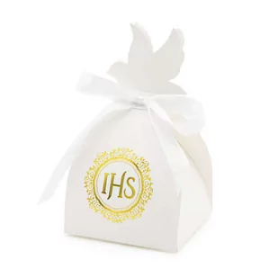 Pudełka na prezenty dla gości Komunia Święta IHS, 6 szt. - Opakowania i torebki na prezenty - miniaturka - grafika 1